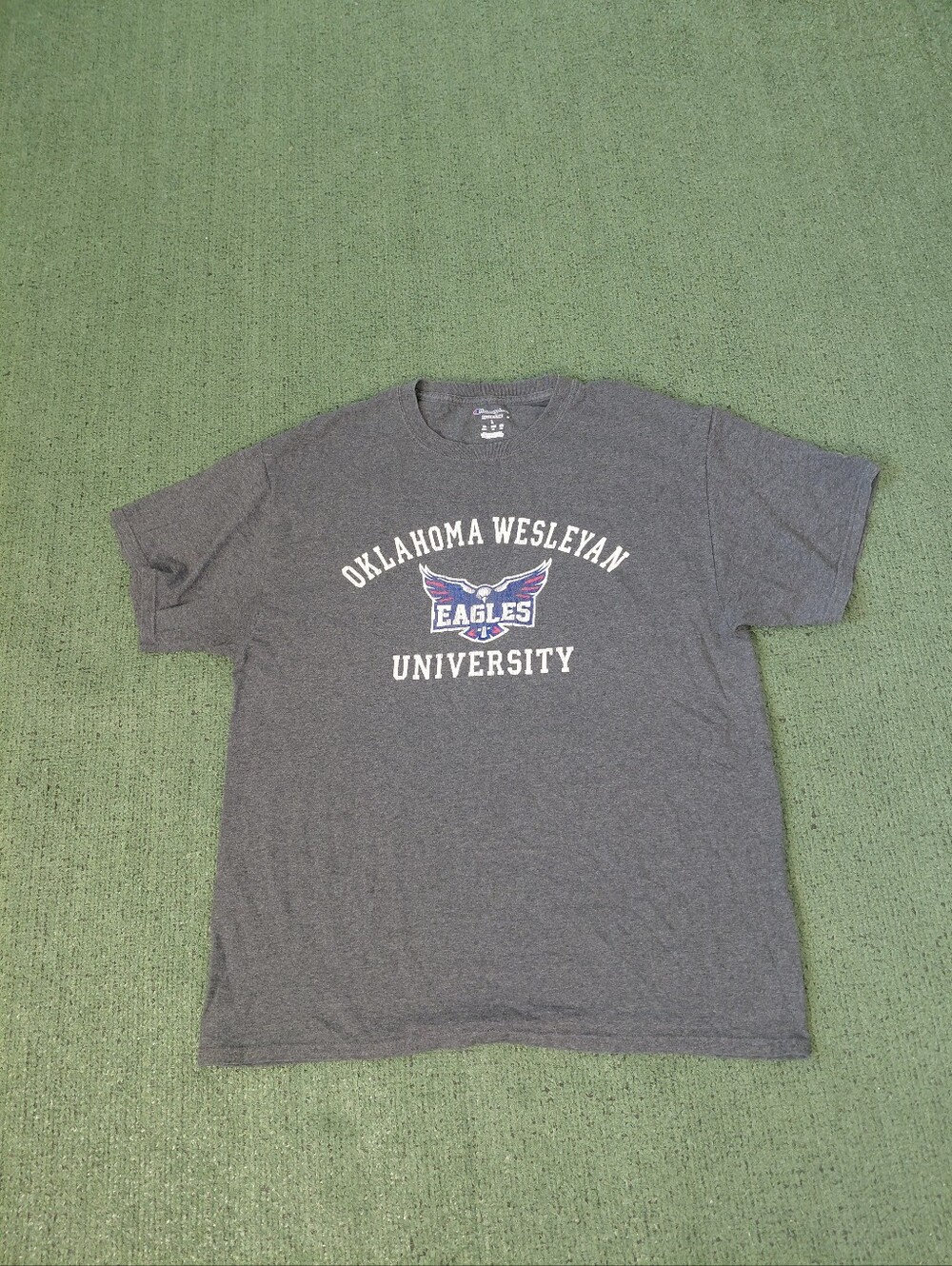 Champion Oklahoma Wesleyan University Eagles College Sports NCAA Gray T Shirt Sz